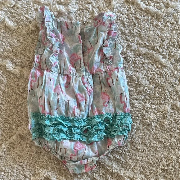 Ruffle Butts Flamingo Print Diaper Cover - Picture 3 of 3